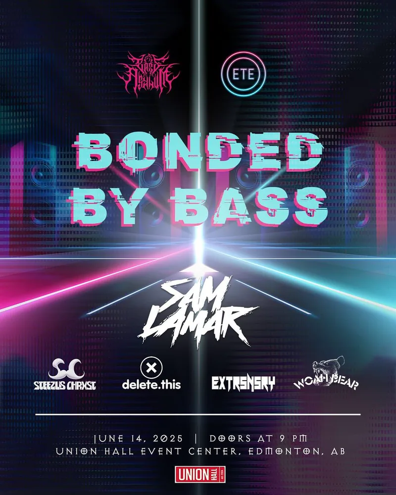 Bonded by Bass event poster: Sam Lamar headlining at Union Hall, Edmonton, June 14, 2025